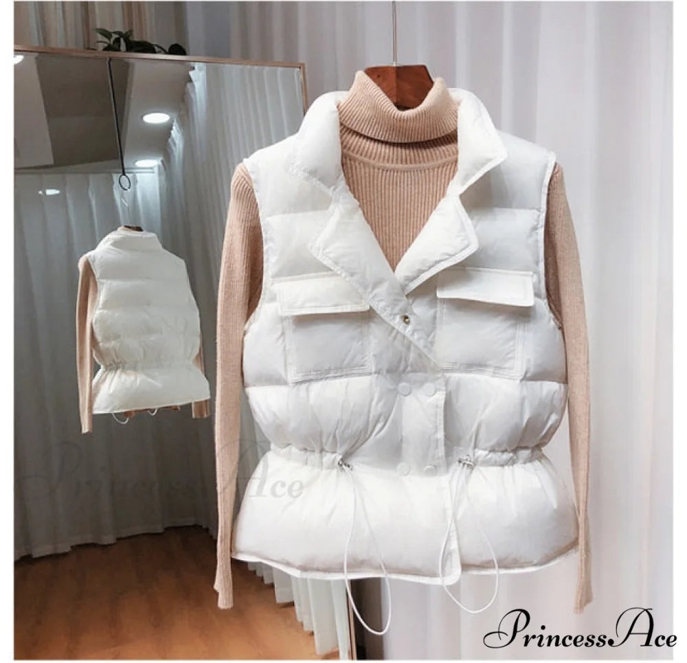 Waistcoat White Duck Down Coat White / S