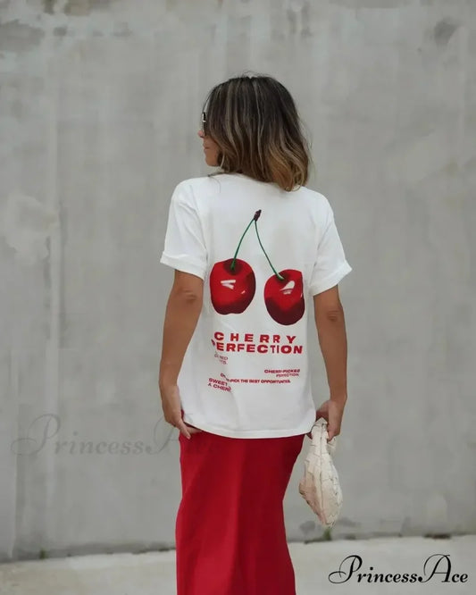 Warm Cherry Visual T-shirt white1 / S t-shirt-250223