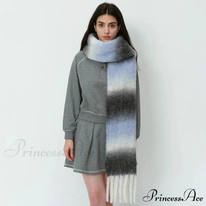 Warm Gradient Color Wool Winter Scarf