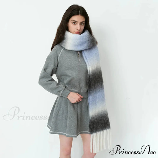 Warm Gradient Color Wool Winter Scarf