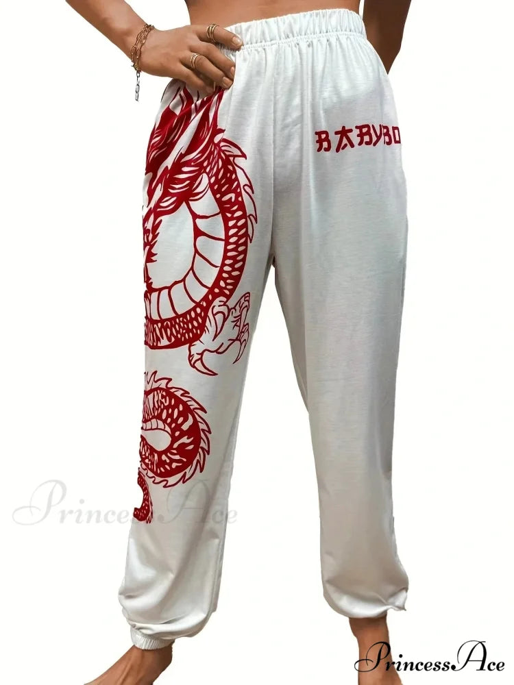 Warm Graphic Tall Waist Jogger Trousers Red / S pants-241228