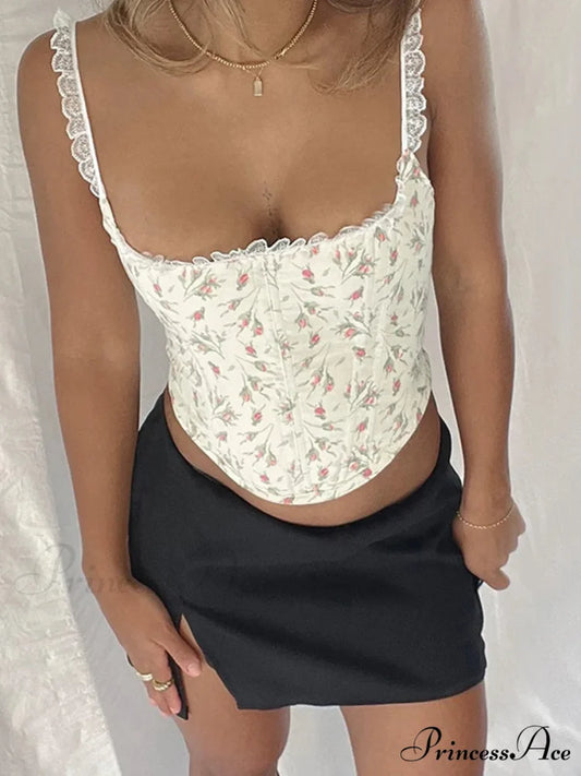 Warm Lace Bodice Floral Sculpting Crop Top A-Apricot / S croptop-250126