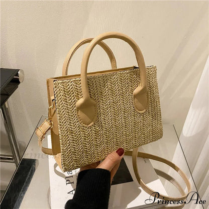 Warm New Blossom Woven Crossbody Purse khaki / 20.5x7.5x14.5xm handbag-250126