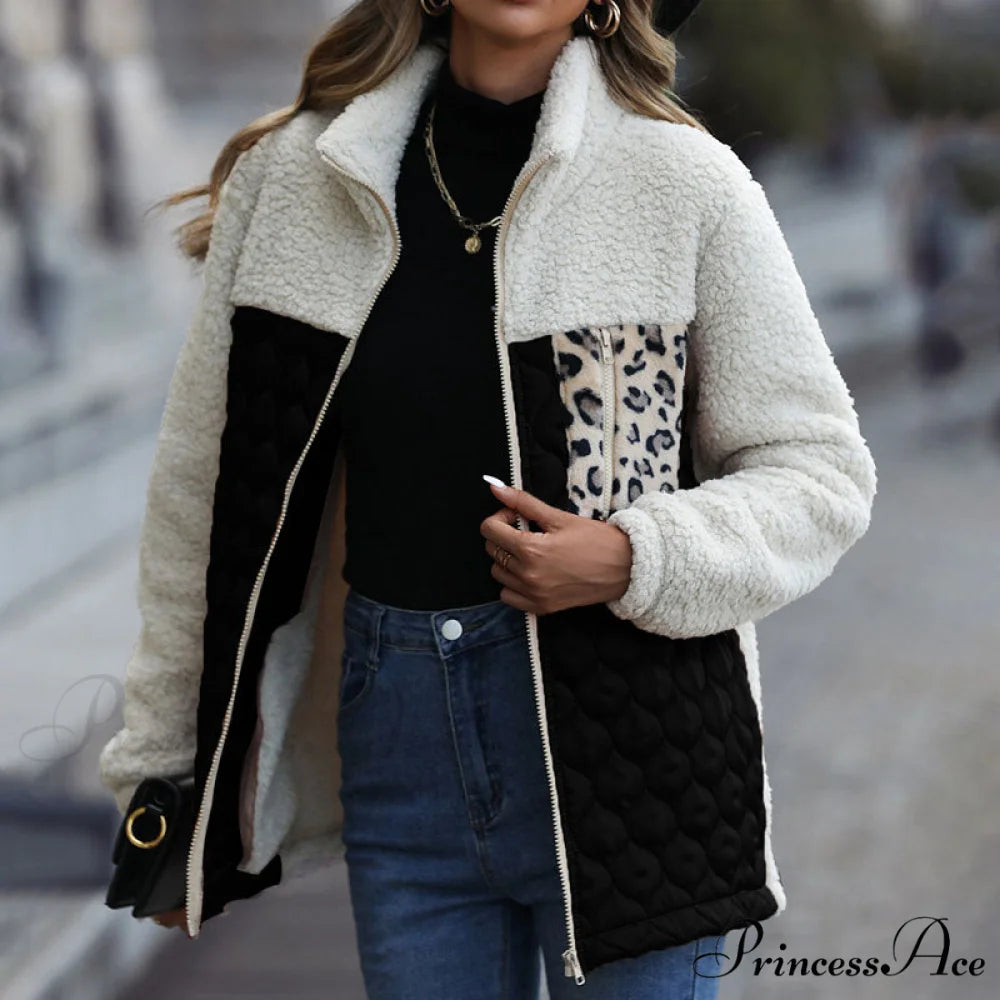 Warm Plush Patchwork Coat Black / S
