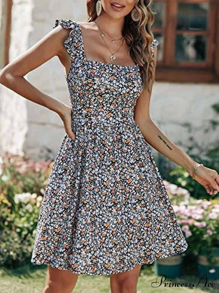 Warm-Season Gown Flowered Ruffle with and Design Trim M / Yellow