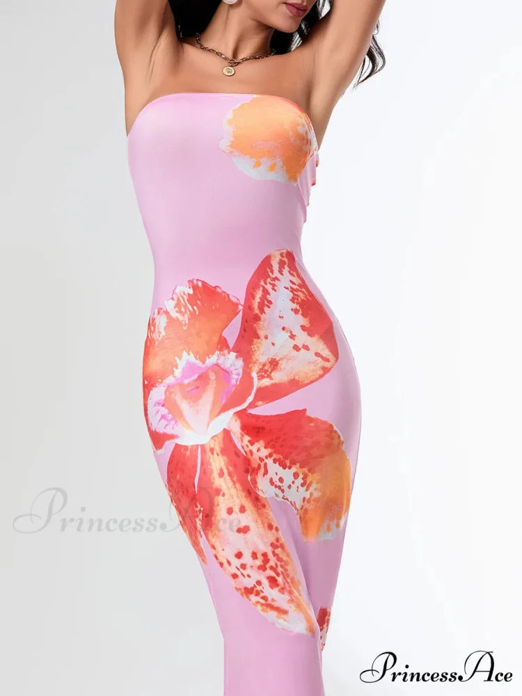 Warm Sleeveless Open-Back Wrap Flower Dress floraldress-250126