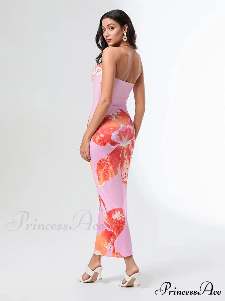 Warm Sleeveless Open-Back Wrap Flower Dress floraldress-250126