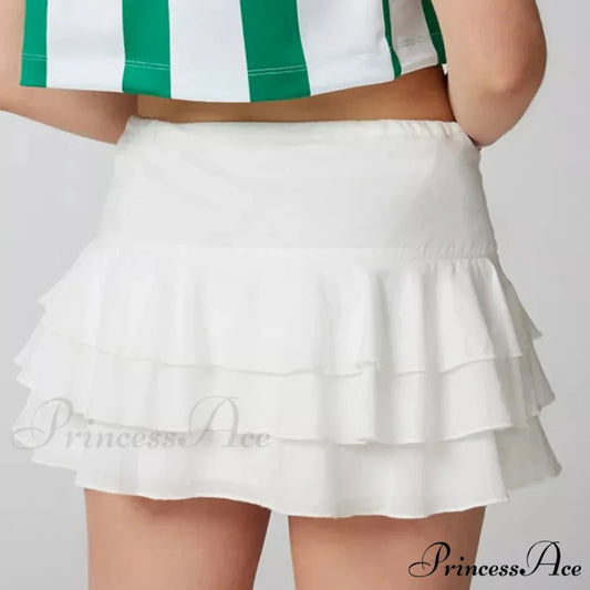 Warm Solid Frilled Tiered Skirt skirts-250223