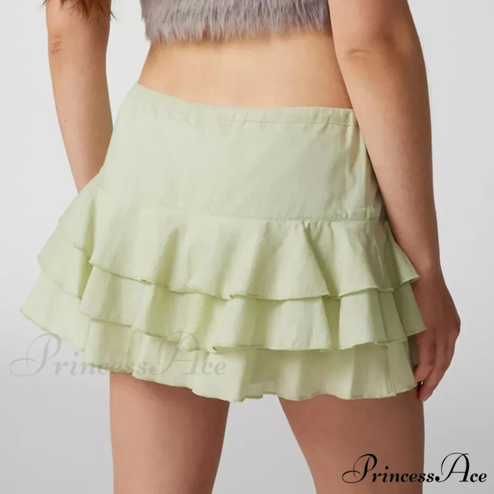 Warm Solid Frilled Tiered Skirt skirts-250223