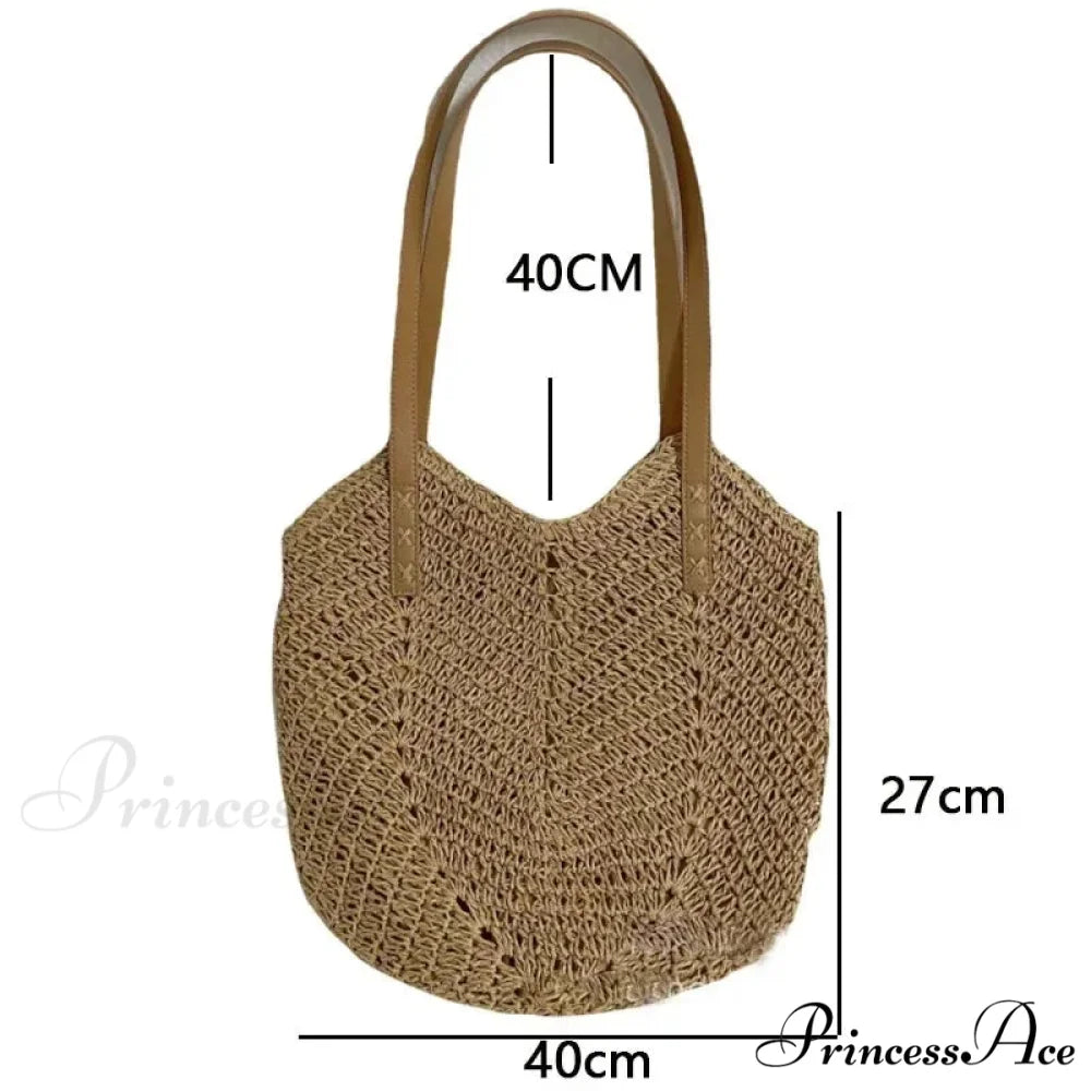 Warm Straw Wicker Knitted Shoulder Bag shoulder-250126