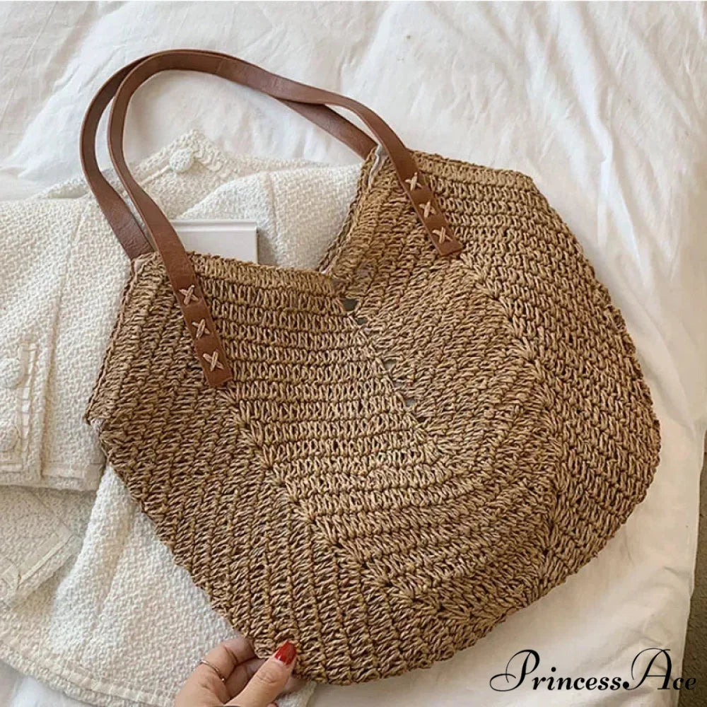 Warm Straw Wicker Knitted Shoulder Bag shoulder-250126