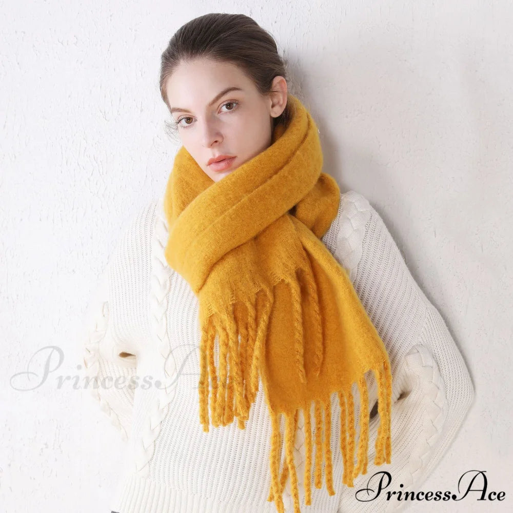 Warm Thick Cozy Elegant Stylish Chunky Soft Trendy Scarf Watermelon Red / 175cm以上