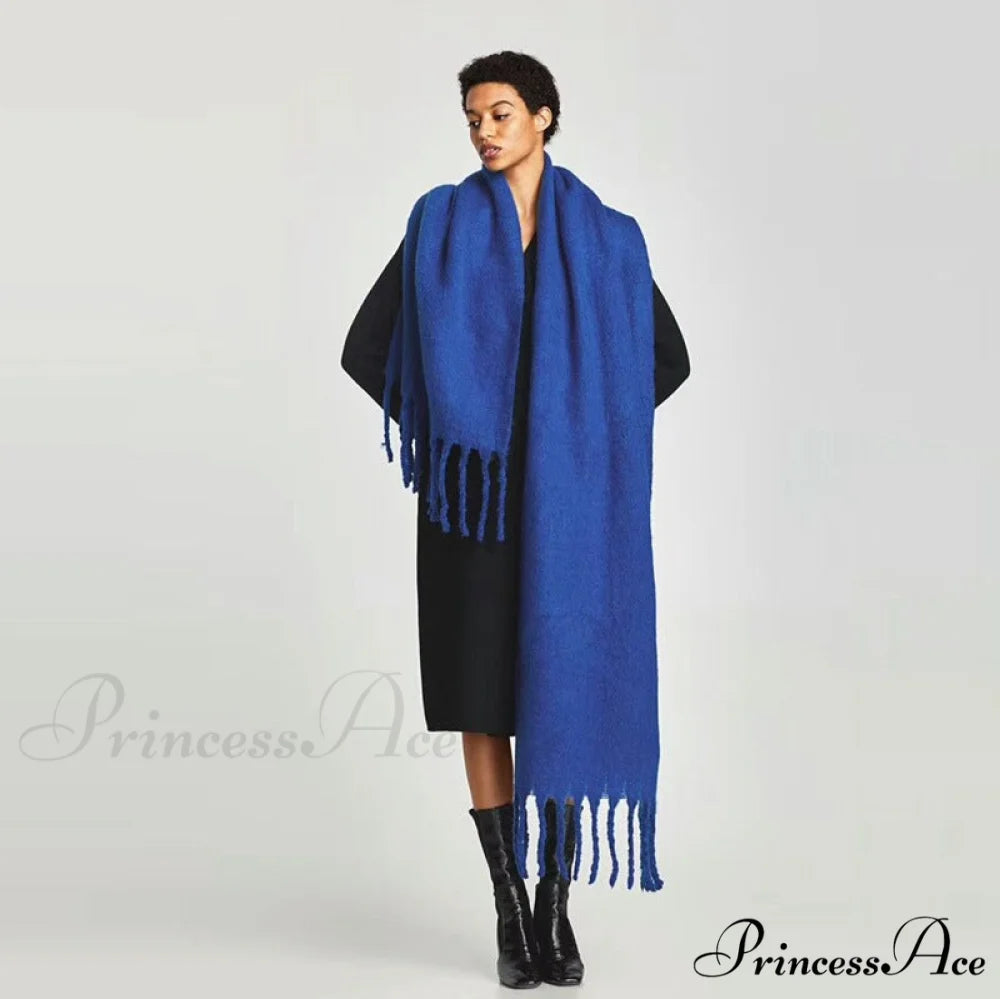 Warm Thick Cozy Elegant Stylish Chunky Soft Trendy Scarf Watermelon Red / 175cm以上