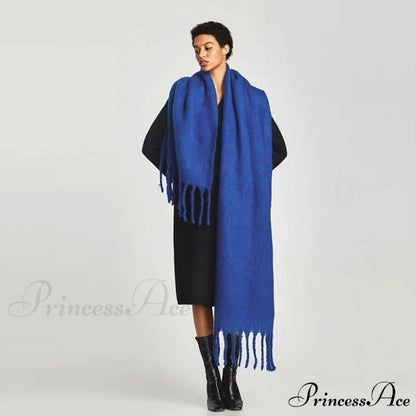 Warm Thick Cozy Elegant Stylish Chunky Soft Trendy Scarf Watermelon Red / 175cm以上