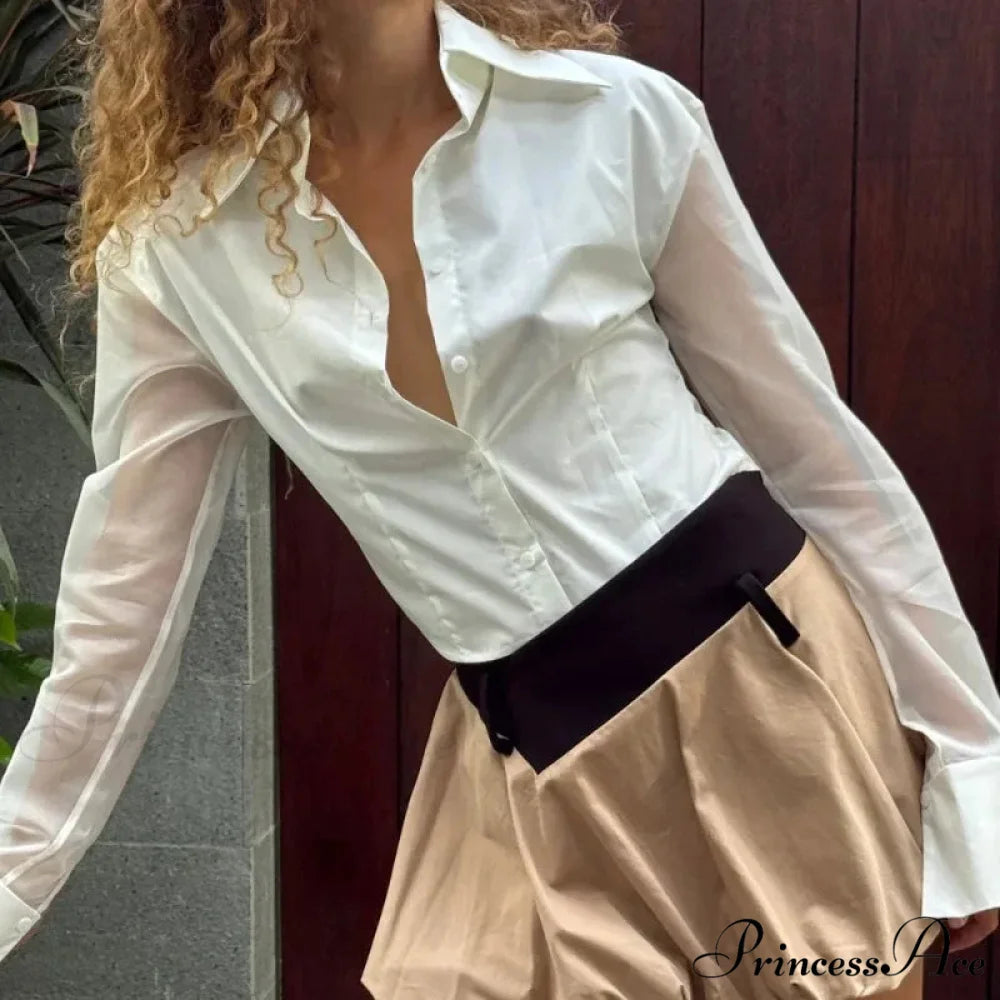 Warm Weather Transparent Slim Blouse WHITE / S blouse-250223