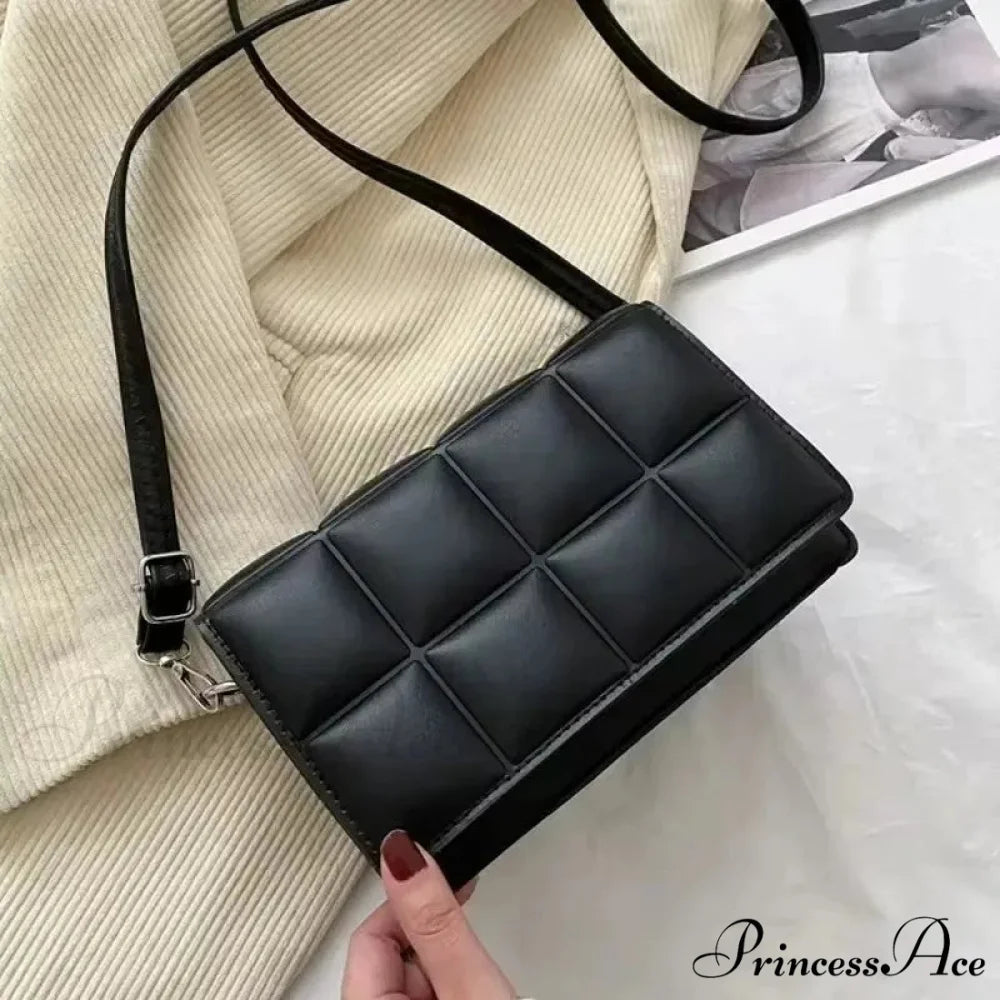 Water-resistant Synthetic Leather Spacious Shoulder Crossbody Bag Black shoulder-250126