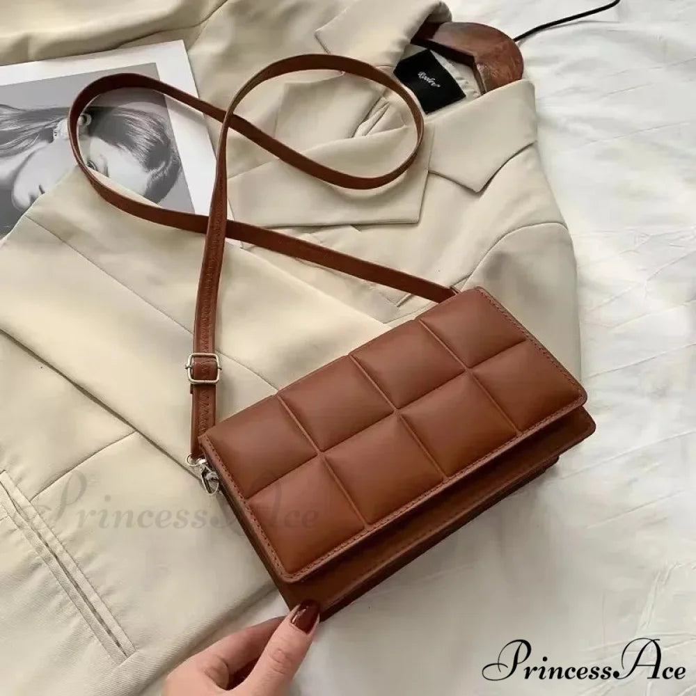 Water-resistant Synthetic Leather Spacious Shoulder Crossbody Bag Khaki shoulder-250126