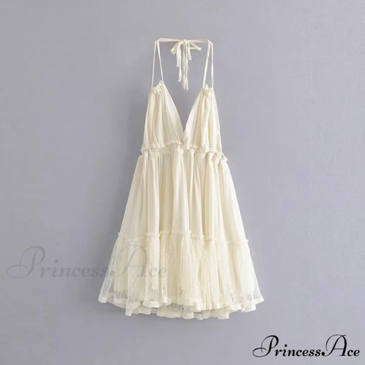 Weekend Getaway Stylish Linen Skater Dress Beige / S