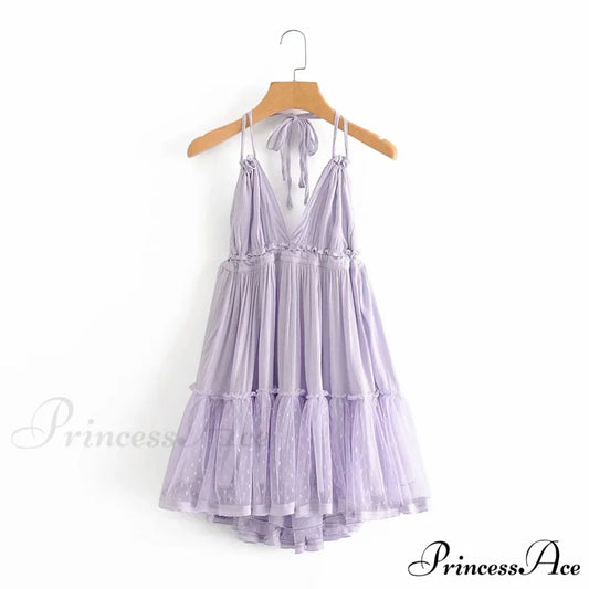 Weekend Getaway Stylish Linen Skater Dress Purple / S