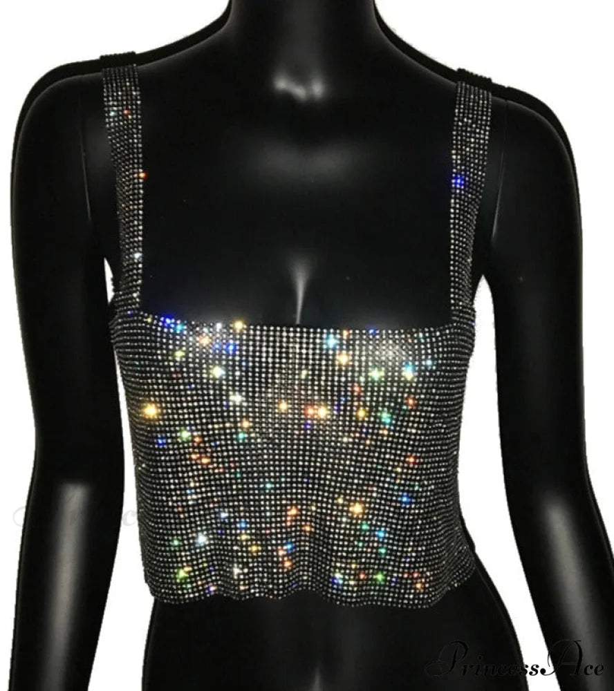 WENDY TOP WITH RHINESTONES Black / XS