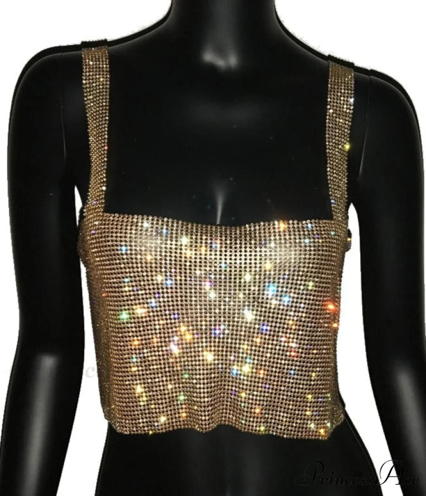 WENDY TOP WITH RHINESTONES Gold / XS
