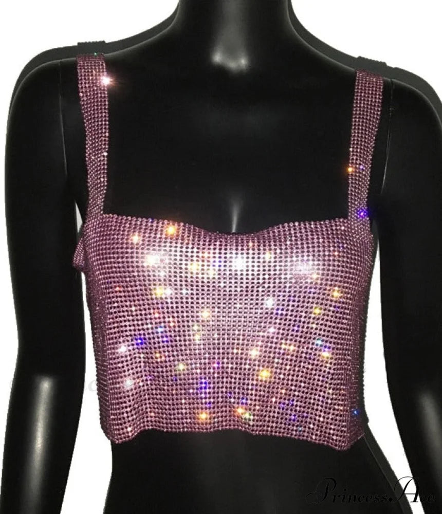 WENDY TOP WITH RHINESTONES Pink / XS