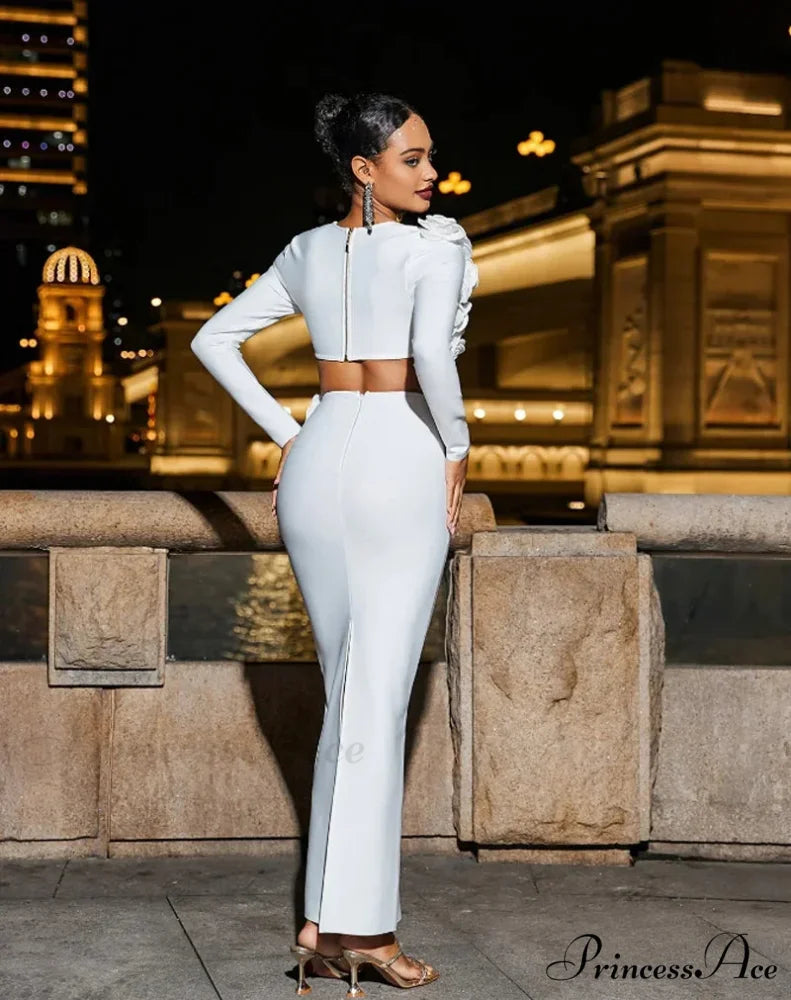 White Bandage Two-Piece Party Dress