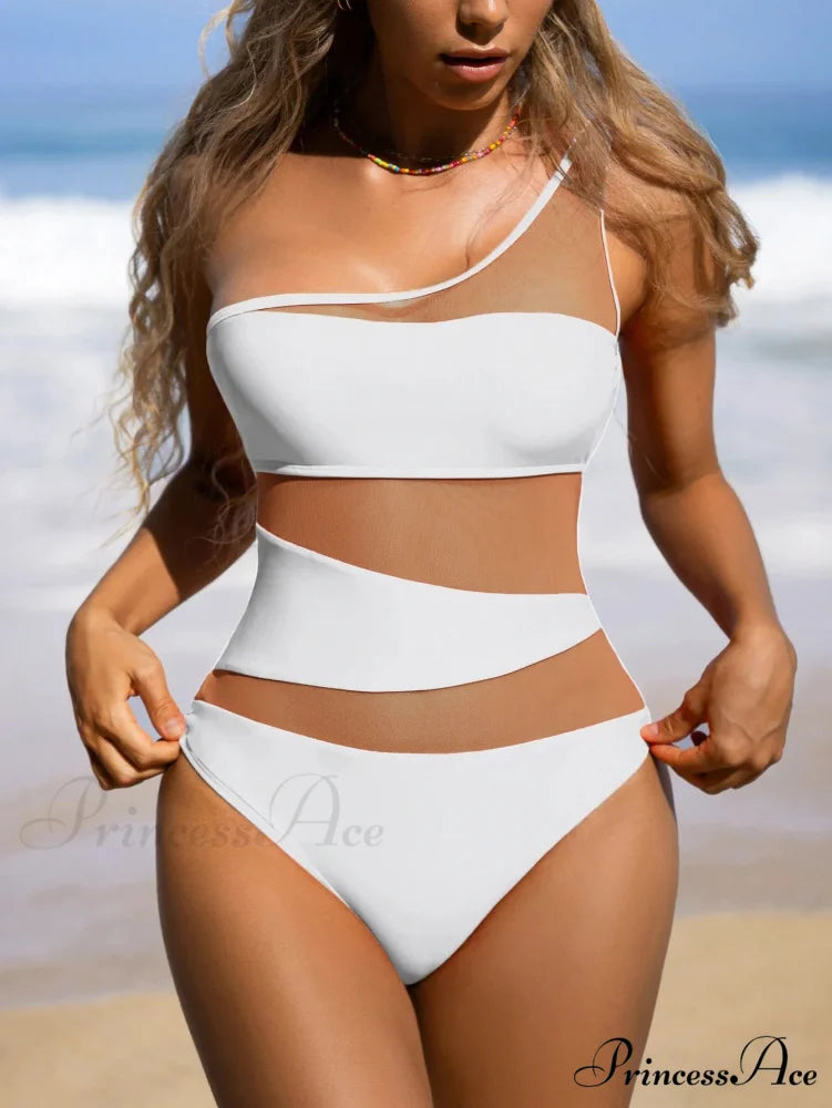 White Bathing Suit Korean Style Single Piece WHITE / S onepiece-250223