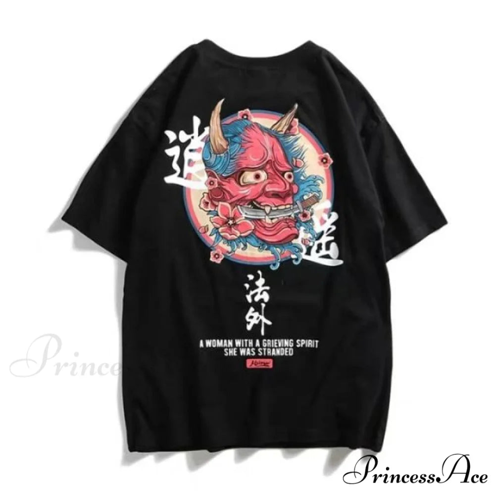 White Cartoon Female Kawaii Tops Tee black 3 / M