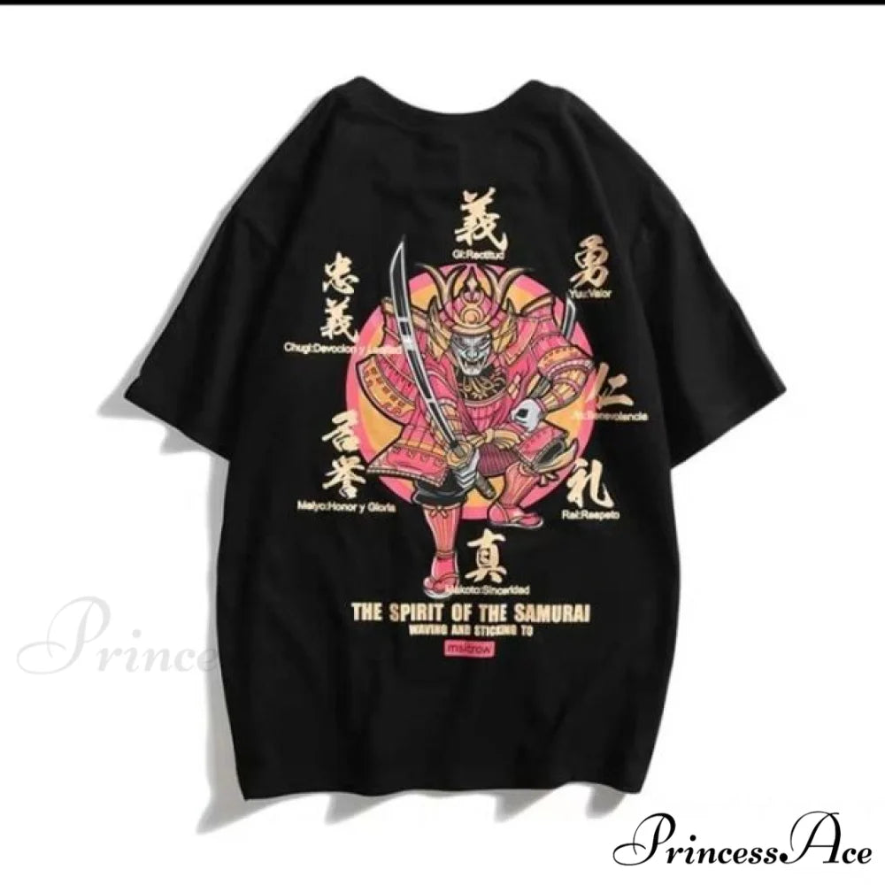 White Cartoon Female Kawaii Tops Tee black 8 / M