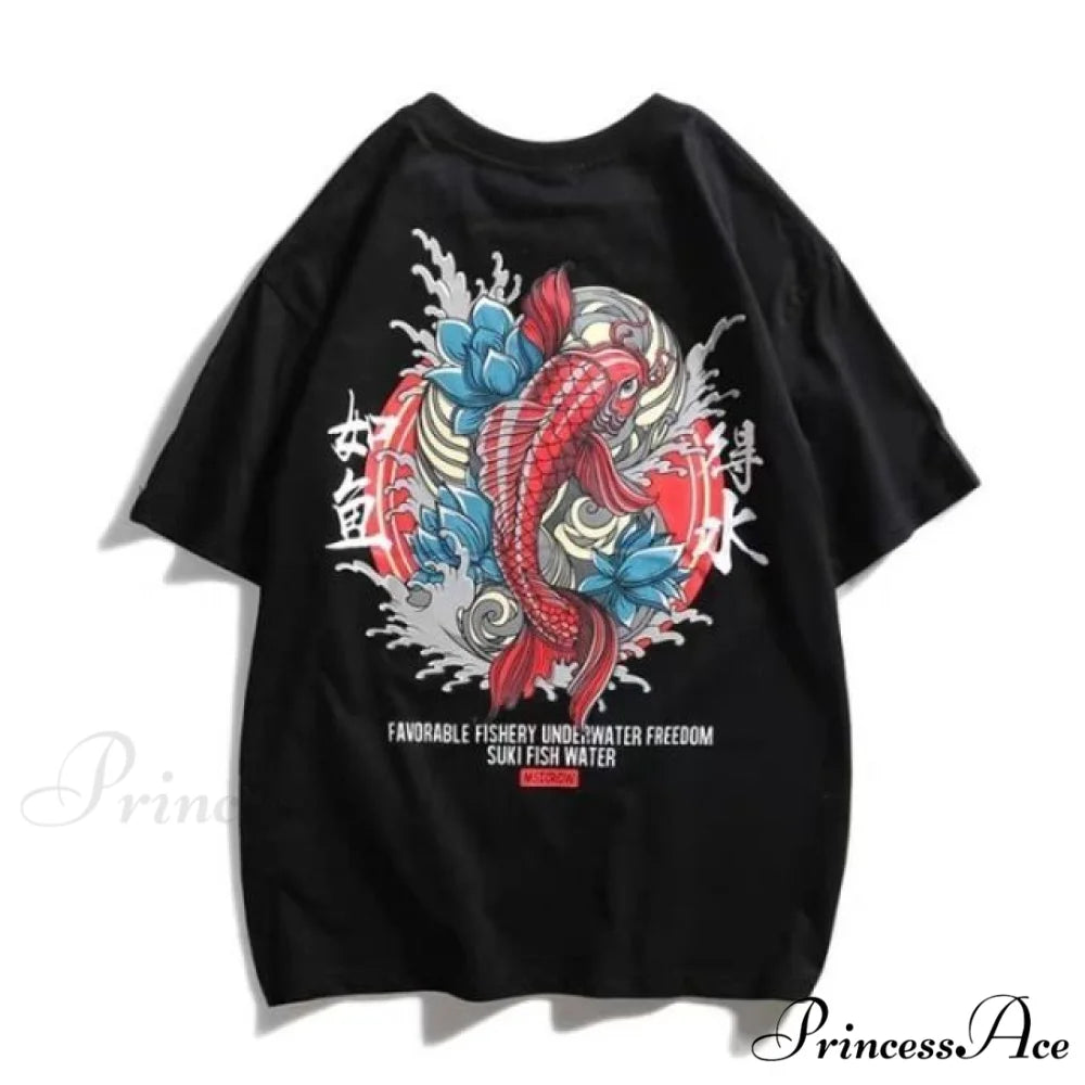 White Cartoon Female Kawaii Tops Tee black 9 / M