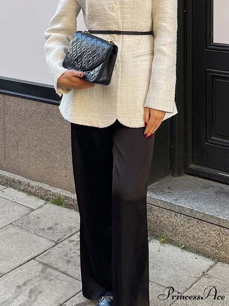 White Circular Neck Unmarried Buttoned Coat coats-241228