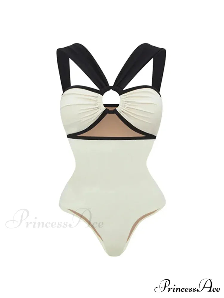 White Cut-out Fashionable Swimsuit One Piece onepiece-250223
