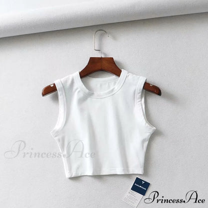 White Cute Short Crop Tops White / S