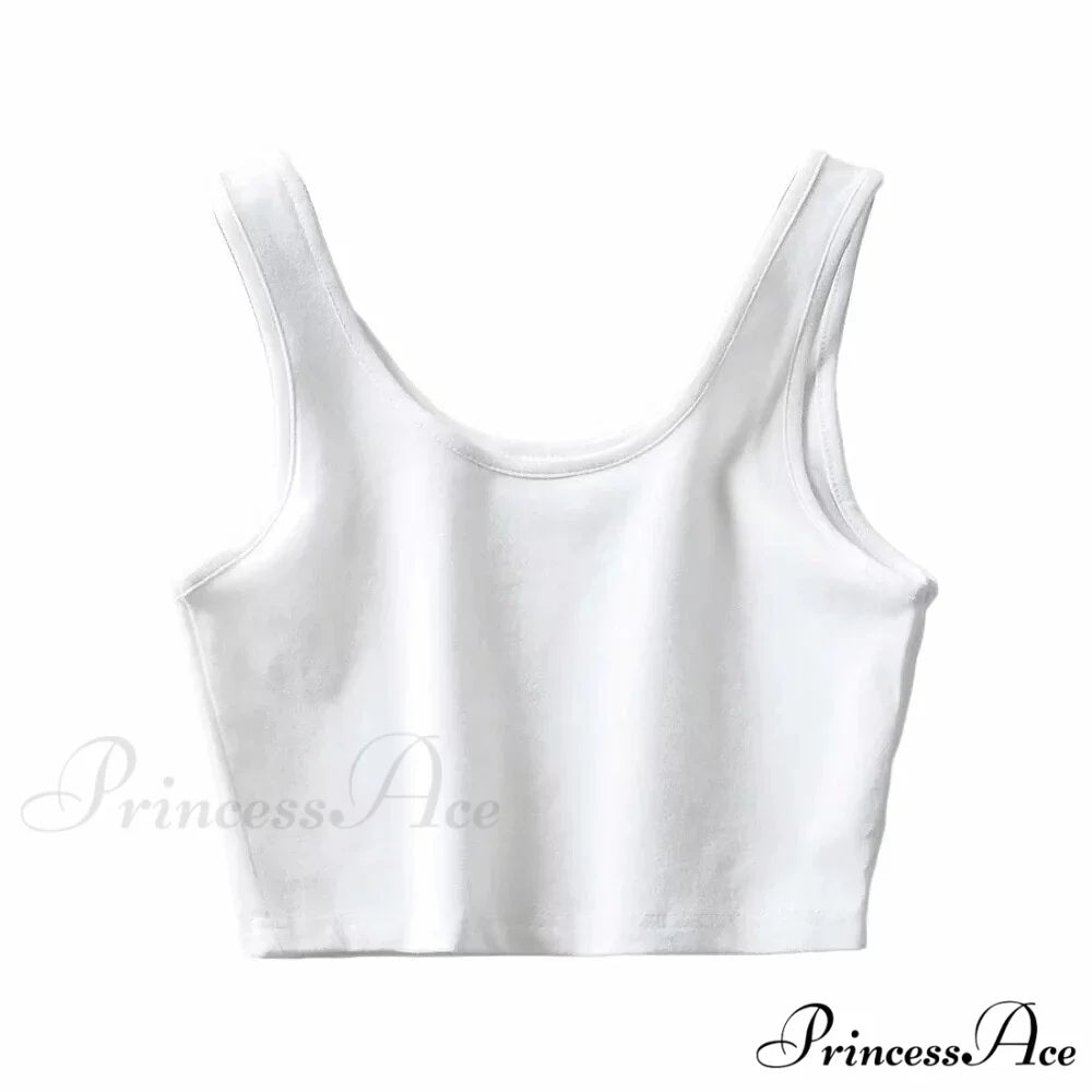 White Cute Short Crop Tops White4 / S