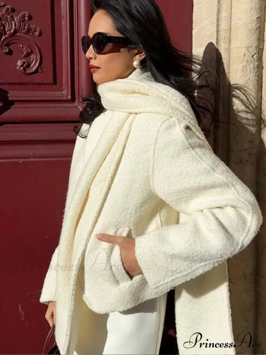 White Dual Pocket Woolen Overcoat White / S coats-241228
