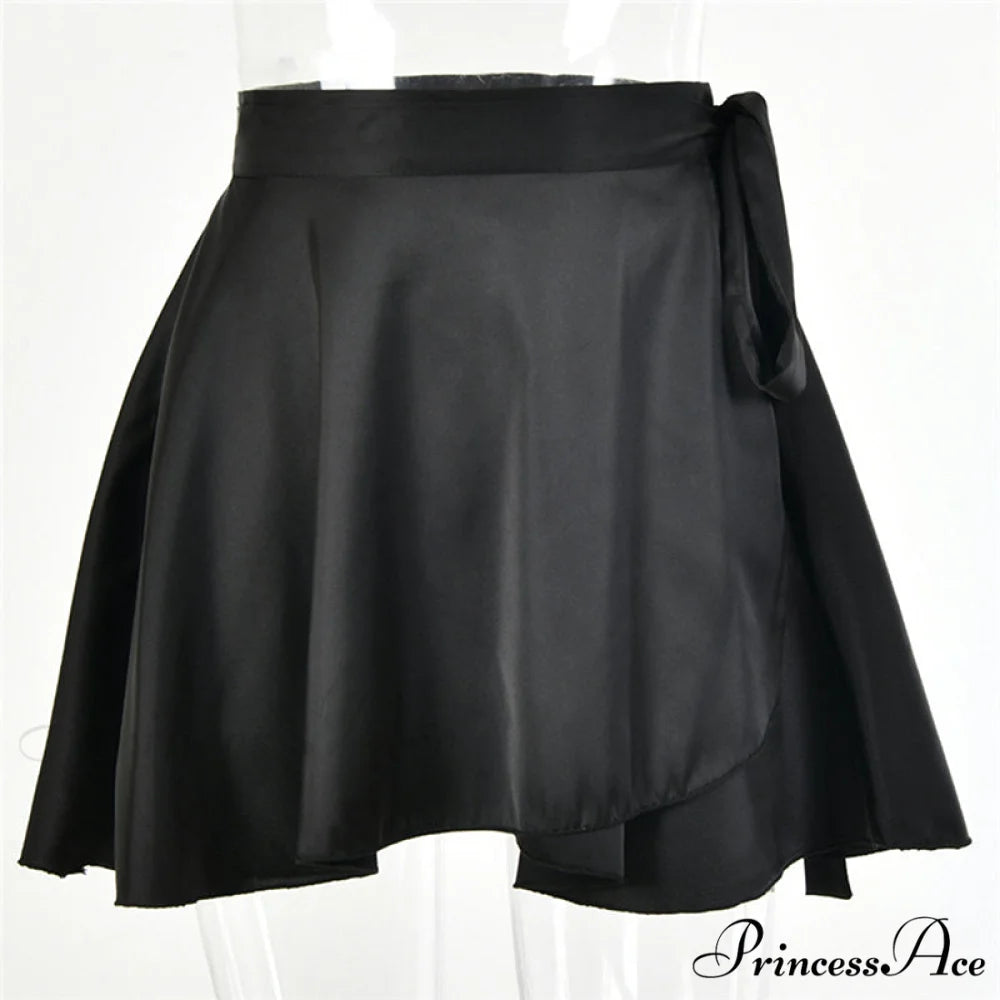 White Elegant Satin Skirts Black Skirt / S