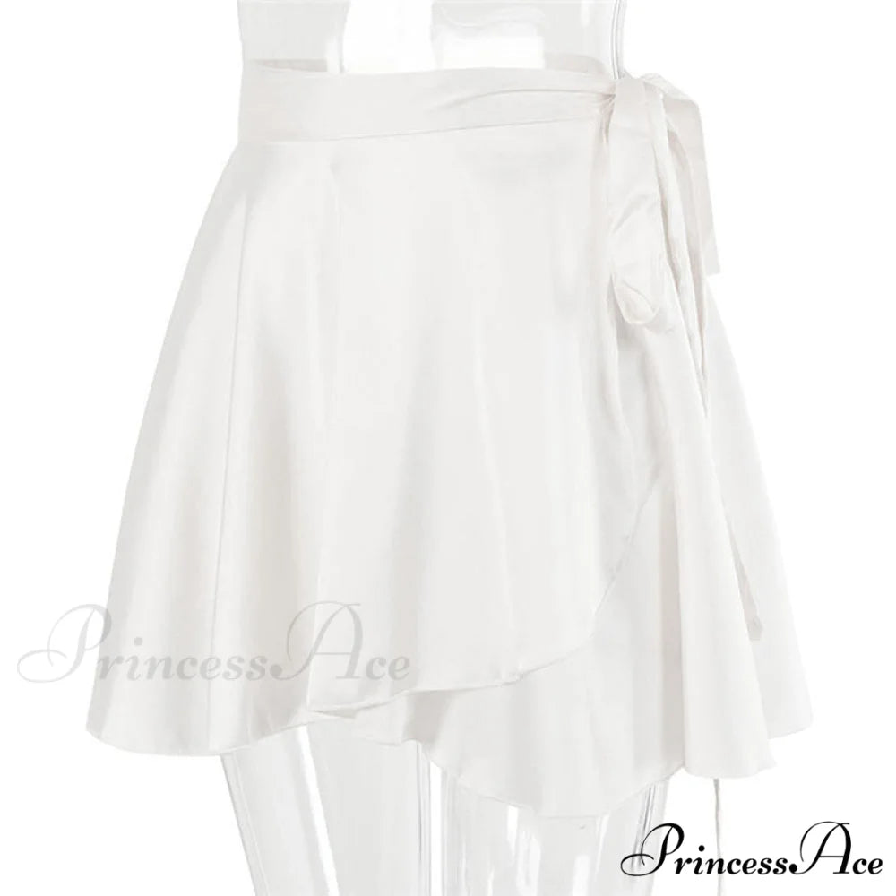 White Elegant Satin Skirts white Skirt / S