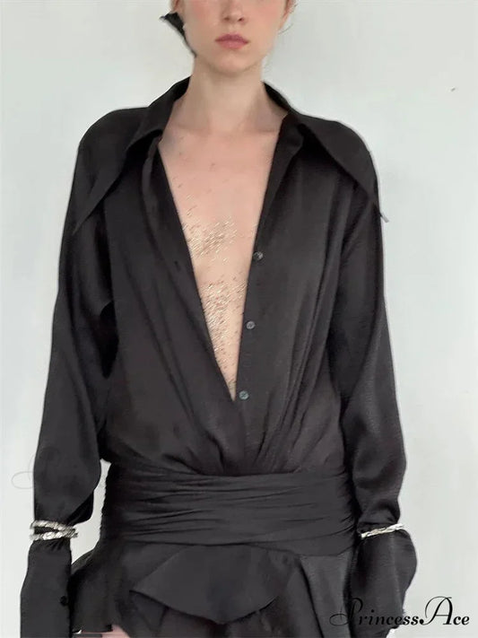 White Frilled Extended Sleeve Mini Dress Black / S minidress-250223