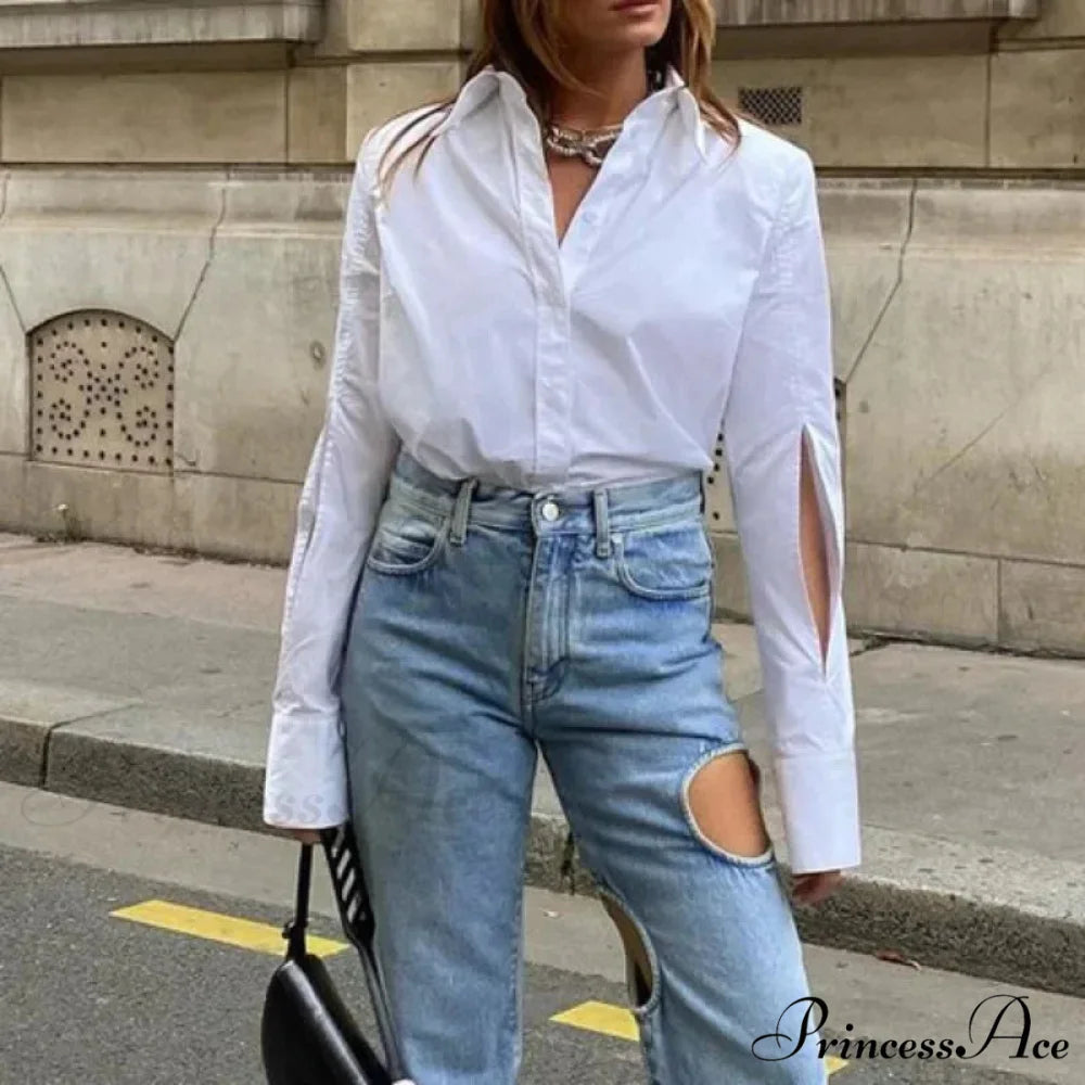 White Informal Ivory Blouse Workplace Woman Blouse blouse-250126