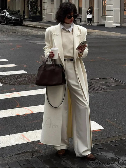 White Lowered Collar Cozy Coat coats-241228