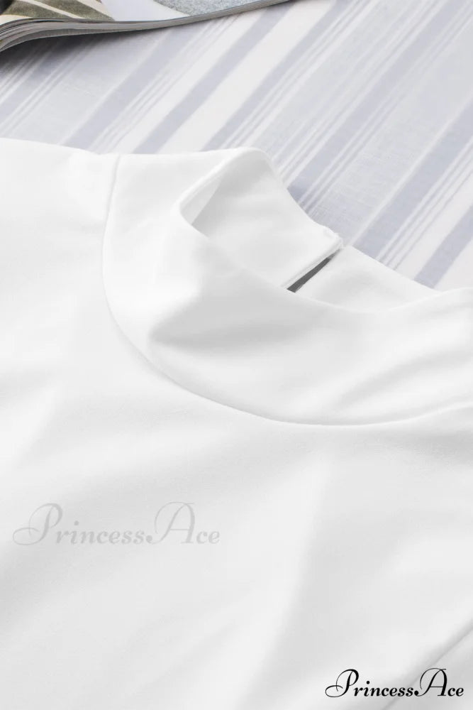 White Mock Sleeveless Solid Neck Top