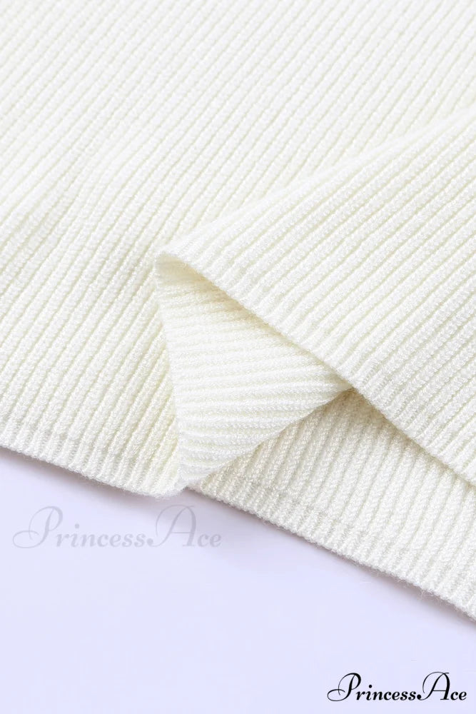 White Neck Knit Ribbed Halter Tank Cross Criss Top