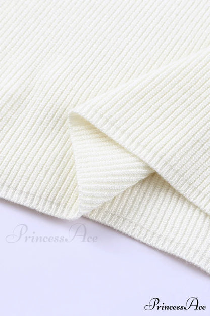 White Neck Knit Ribbed Halter Tank Cross Criss Top