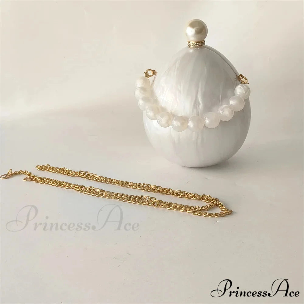 White Oval Egg Acrylic Box Bridal Messenger Clutch Bag as picture show2 clutchbag-250126