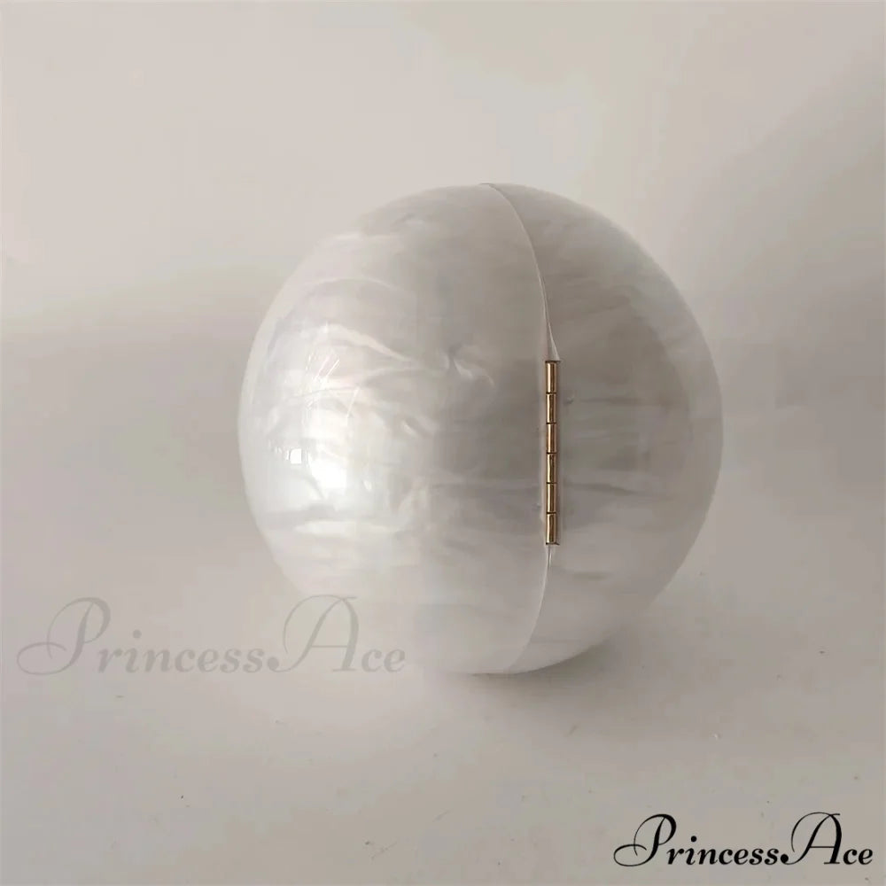 White Oval Egg Acrylic Box Bridal Messenger Clutch Bag clutchbag-250126