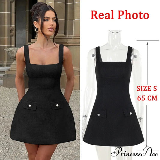 White Pearl Backless Party Dress Black / XS