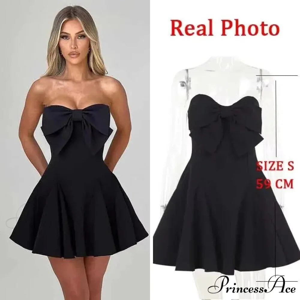 White Pearl Backless Party Dress Black6 / XS