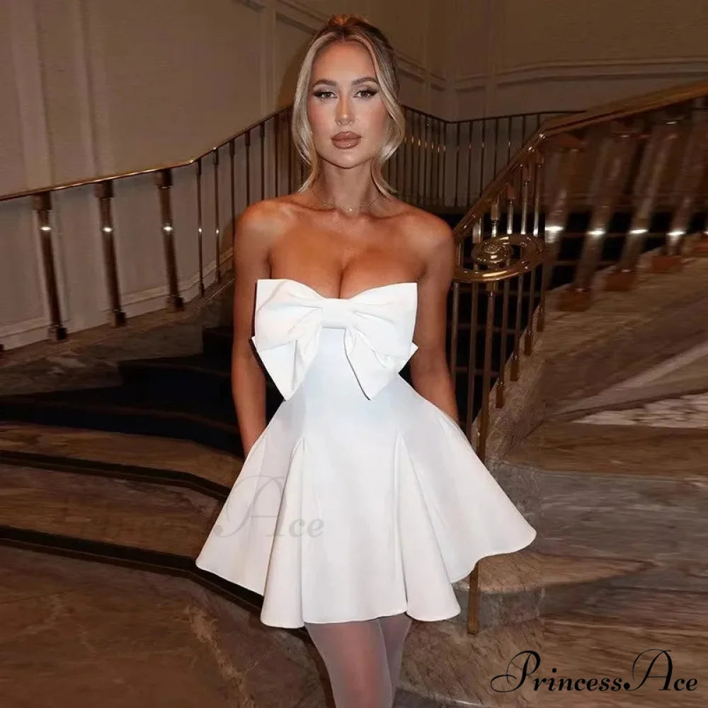 White Pearl Backless Party Dress White5 / XS