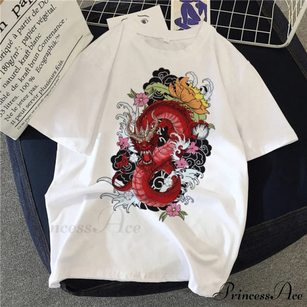 White Print Short O Neck T-shirts